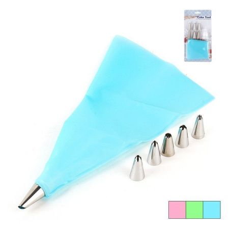 Шприц кондитерский 6 насадок, мешок 12*12*22см нерж.сталь 3 вида (288)