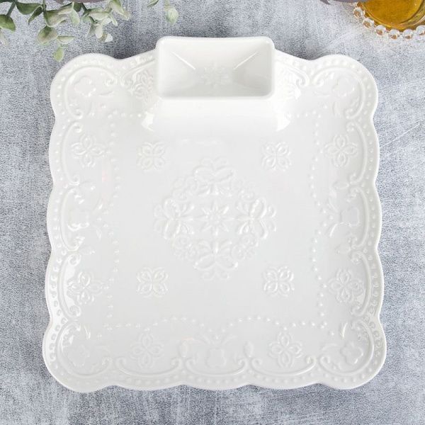 Блюдо 25*26*2,5см фарфор МАРШМЕЛЛОУ квадратное (24)