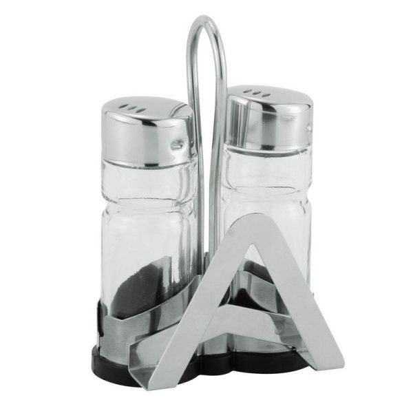Набор для специй 2пр 40мл нерж.сталь/стекло на подставке с салфетницей (72)