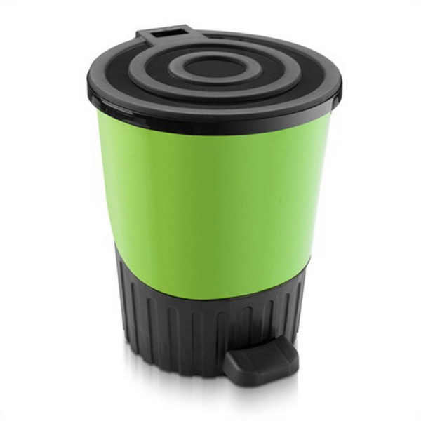 Контейнер для мусора 8л 230*275мм пластик ДУНЯ салатовый с педалью (6)