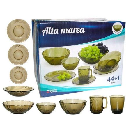 Столовый набор 45пр стекло ALTA MAREA дымка подар.уп (1)