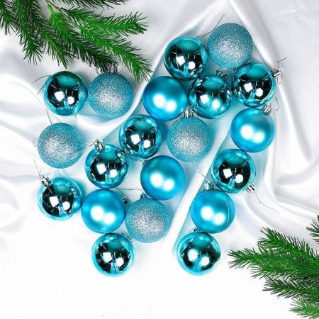 Украшение новогоднее пластик Шар 20шт. 6см голубой HX-3/9 (30)