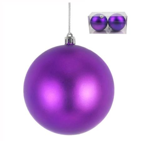 Игрушки новогодние на елку ШАР набор 2шт 12см пластик матовый (фиолетовый) (50)