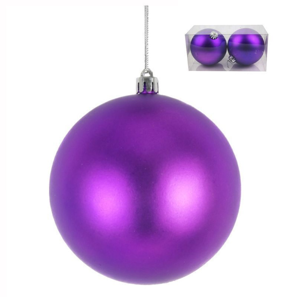 Игрушки новогодние на елку ШАР набор 2шт 12см пластик матовый (фиолетовый) (50)