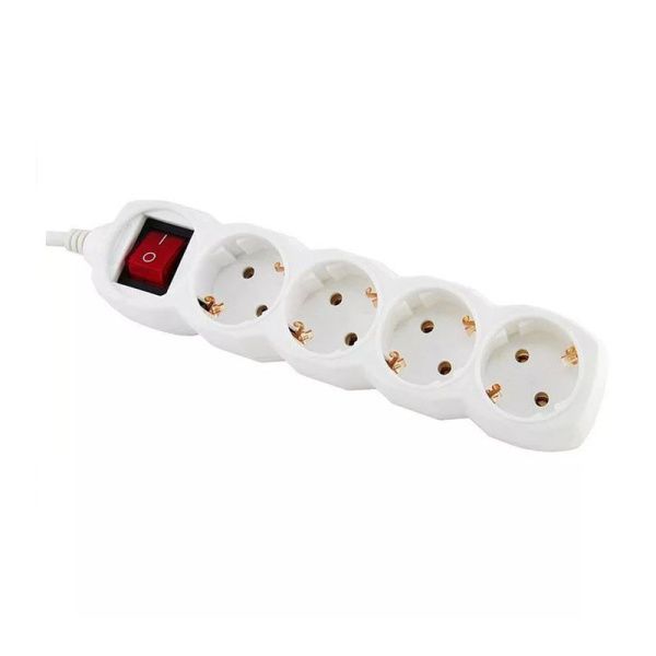 Удлинитель 4 гнезда пластик 5м 0,75кв.мм 10А ПВС с зазем, выкл-ем СТАРТ (20) ВЫВОД