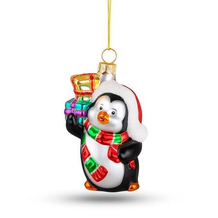 Игрушка новогодняя на елку ПИНГВИН 8,3*5,5*4см стекло (144) JC-17172