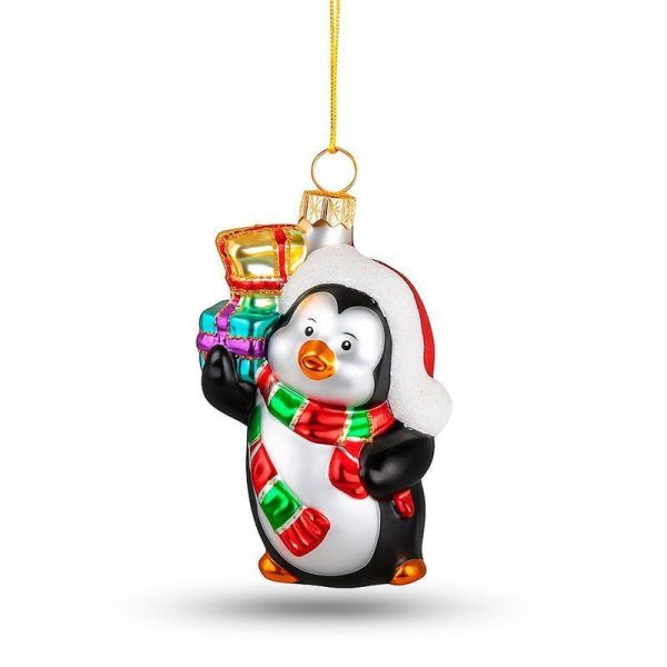 Игрушка новогодняя на елку ПИНГВИН 8,3*5,5*4см стекло (144) JC-17172