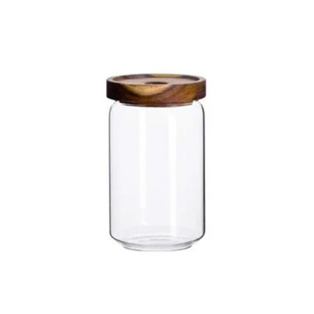 Банка для сыпучих продуктов 90*150мм стекло КИМБЕРЛИ с бамбуковой крышкой штабелируемая JC-15611 (60)