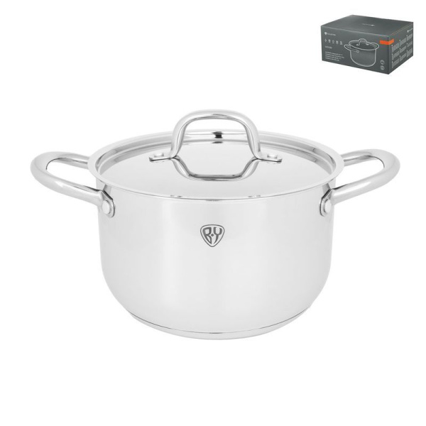 Кастрюля 5л нерж.сталь ПРОМО со стекл.крышкой 22*13,5см индукция (4)