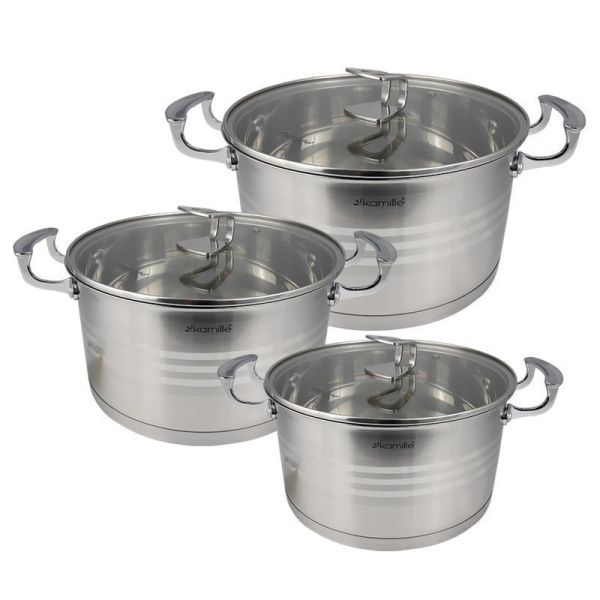 Набор кастрюль 3пр (16*9см, 18*10см, 20*11см) нерж.сталь арт.5861 (4)