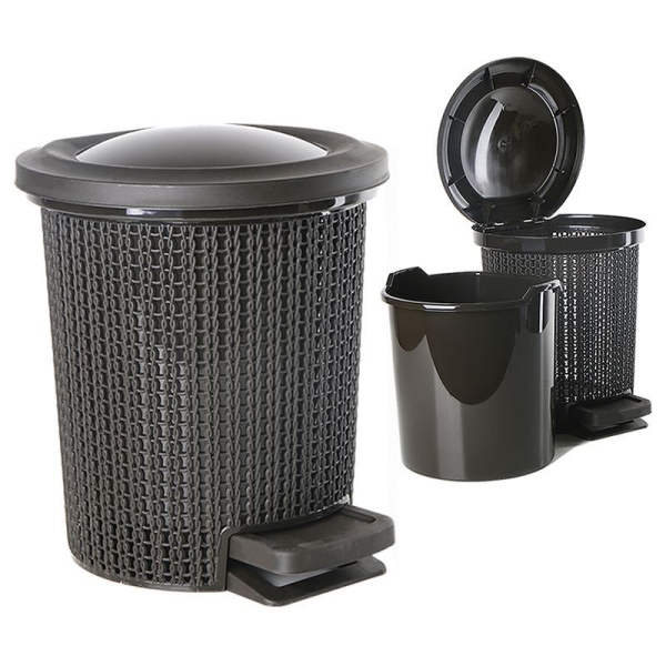 Контейнер для мусора 6л пластик Soul венге с педалью (2)