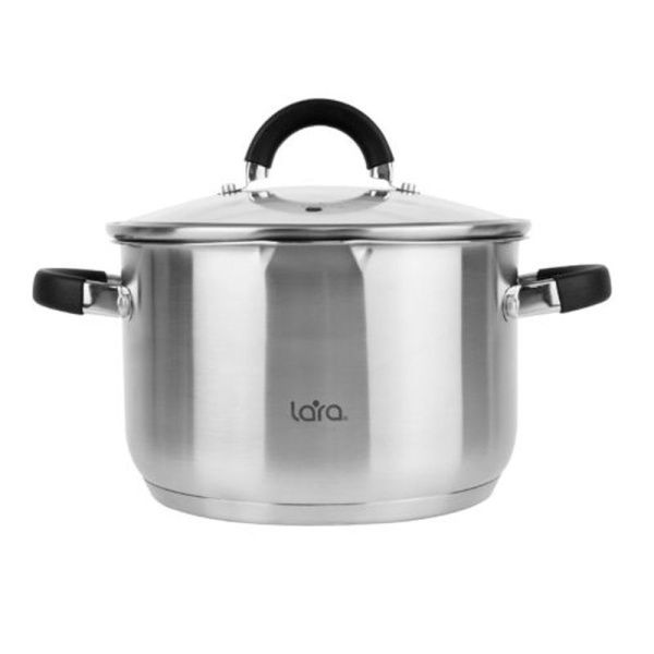 Кастрюля 2,9л h11,5см нерж.сталь НИКА стекл.крышка-дуршлаг 18см капс..индукц.дно LR02-906 (4)