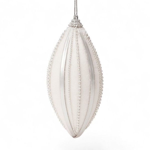 Игрушка новогодняя на елку СОСУЛЬКА 11*5,5см пластик белый с серебром JC-14993 (450)