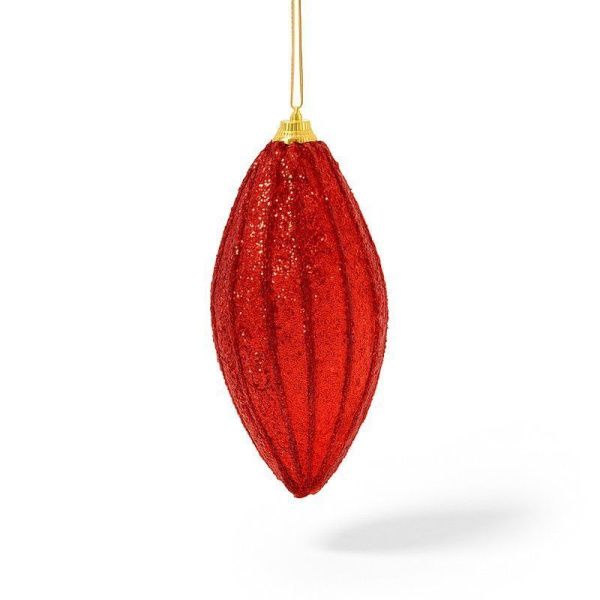 Игрушка новогодняя на елку СОСУЛЬКА 11*5,5см пластик полосатый красный JC-15118 (450)