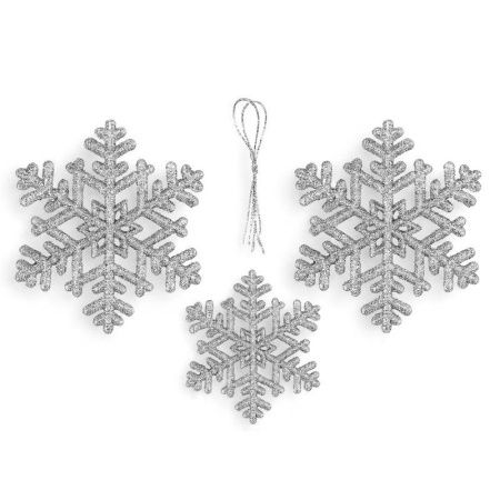 Игрушки новогодние на елку СНЕЖИНКА набор 3шт 10,5см пластик серебро OSHR20-228/JC-16500 (1600)