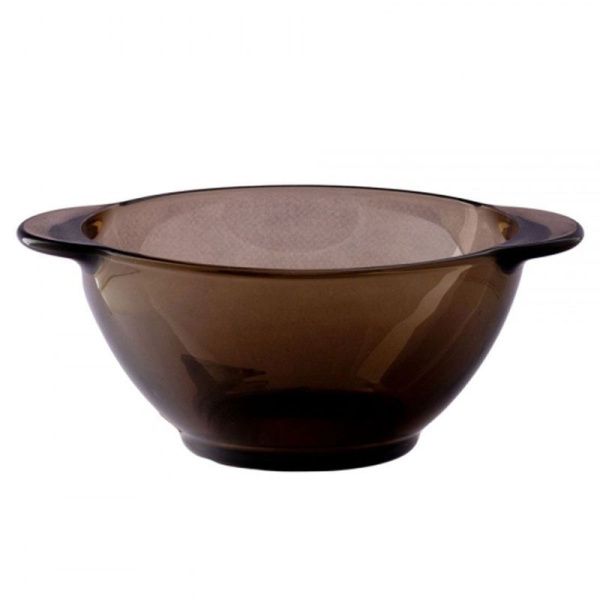 Бульонница 527мл стекло дымчатая с ушками (6)