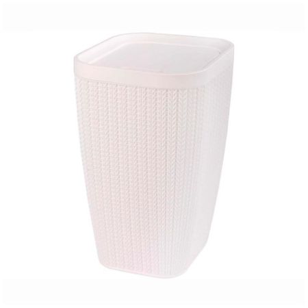 Контейнер для мусора 10л 230*200*300мм пластик ВЯЗАНОЕ ПЛЕТЕНИЕ бежевый (3)