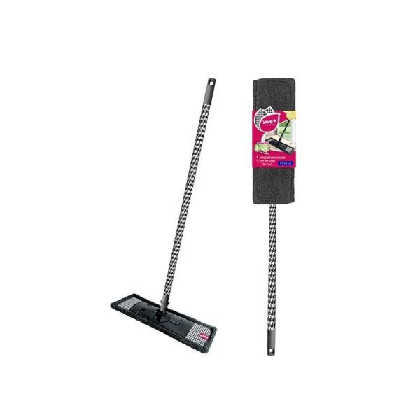 Швабра с пл.насадкой текстиль/пластик мфб, телескопическая ручка 130см Пепита Классик YORK (24)