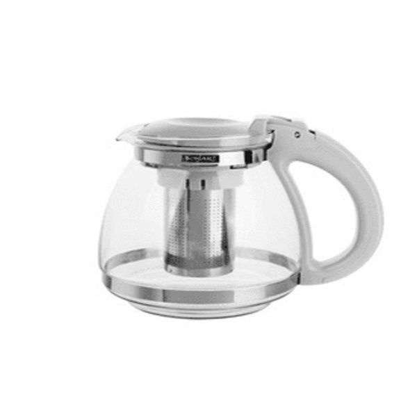 Чайник заварочный 1500мл стекло/пластик с мет.ситом серый (18)