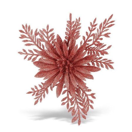 Украшение новогоднее Цветок 13*13см пластик розовая JC-15141 (800)