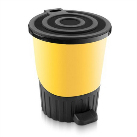 Контейнер для мусора 14л 280*325мм пластик ДУНЯ желтый с педалью (6)