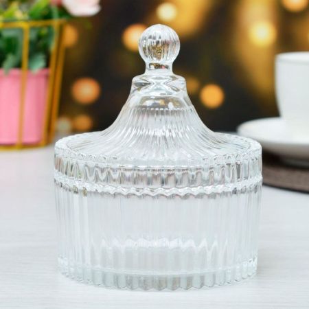 Ваза сервировочная 10*12см стекло с крышкой (48)