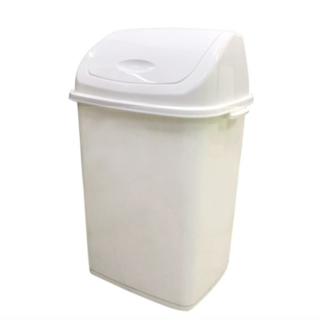 Контейнер для мусора 50л пластик ФАНТАЗИЯ белый с подвижной крышкой (6)