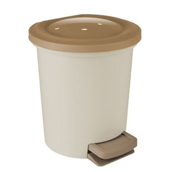 Контейнер для мусора 6л 45*33,5*34см пластик Vogue кофейный с педалью (2)