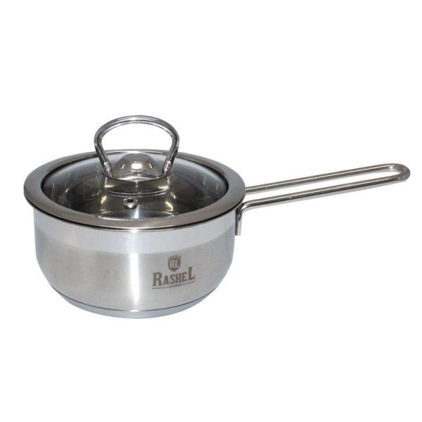 Ковш 1,5л нерж.сталь ГРЕТТА со стекл.крышкой 15*10см (8)