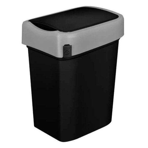 Контейнер для мусора 25л 33,3*26,9*45,7см пластик SMART BIN черный с подвижной крышкой (4)