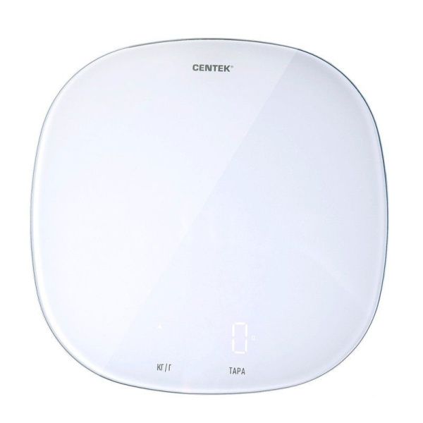 Весы кухонные электронные стекло 5кг Centek CT-2482 18*18см, LCD белые (12)