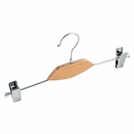 Вешалка для брюк с прищепками 36см металл/дерево светлое (100)