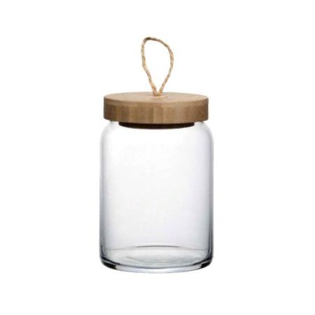 Банка 860мл стекло ВУДИ с бамбуковой крышкой (6\12)