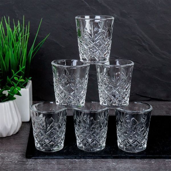 Стопки набор 6шт 50мл стекло резная SR6500 (24)