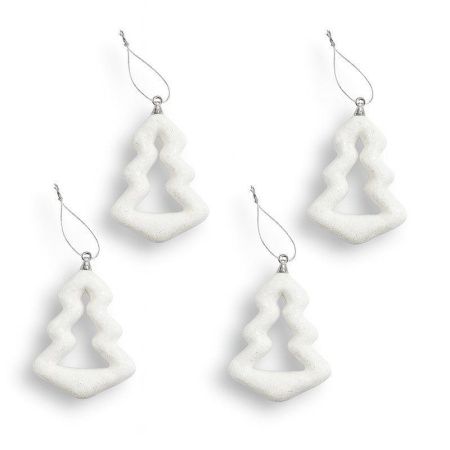 Игрушки новогодние на елку ЕЛОЧКА набор 4шт 8*5см пенопласт JC-16374 (1000)