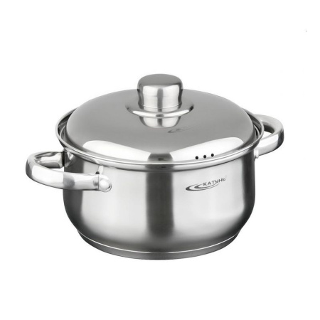 Кастрюля 1л нерж.сталь ГРЕТТА d16см толщина стенок 0,4мм мет.крышка индукция КТ04-D-14М (8)