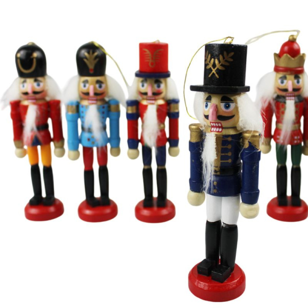 Игрушки новогодние на елку ЩЕЛКУНЧИК набор 6шт 12*3,3см дерево JC-16368 (66)