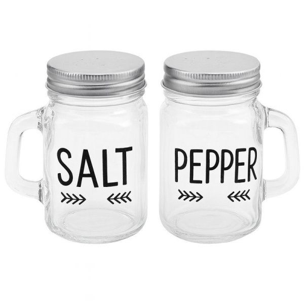 Набор для специй 2пр 5,5*8,5см (солонка, перечница) стекло с мет.крышкой (Б47)