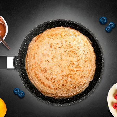 Сковорода блинная 22см алюминий АП ГРАНИТ BLACK без крышки индукция (10)