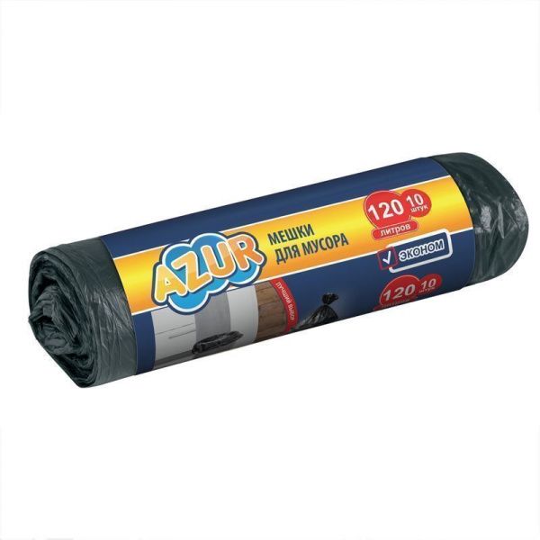 Пакеты для мусора 120л/10шт полиэтелен ЭКОНОМ 10мкм 00151 (40)