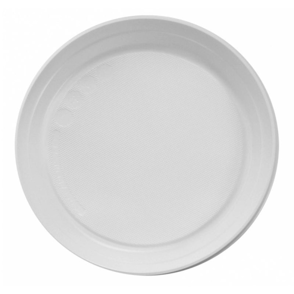 Тарелка одноразовая 17см полистирол белая Стиропласт (100/2700)