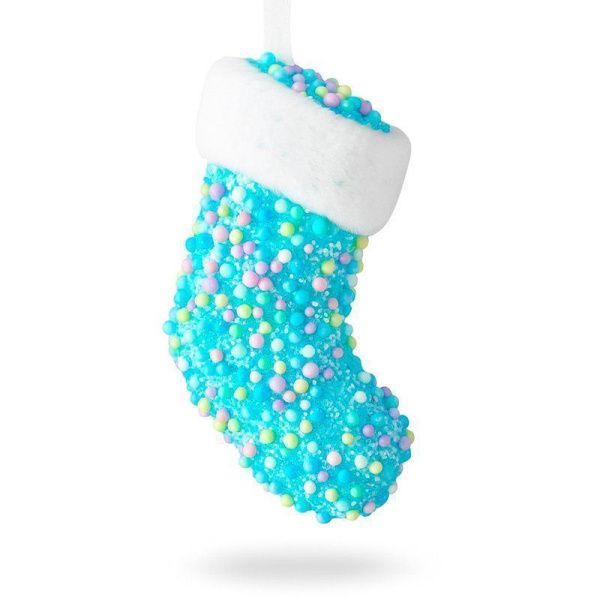 Украшение новогоднее на елку Сапожок 12*7*2см пенопласт/текстиль монпарель белый FY2024-122/JC-16735 (580)