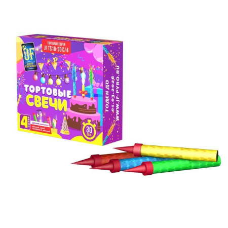 Набор свечей для торта Фонтан Джокер 4шт. 10см горение 30сек. JF TS10-30 (30)