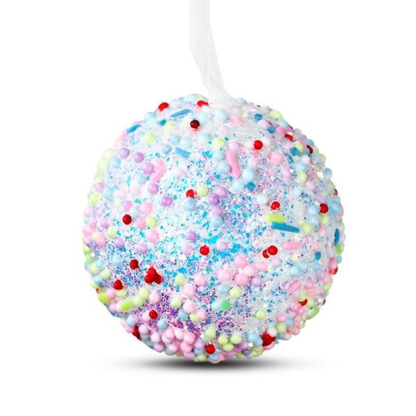 Игрушка новогодняя на елку Шар 8см пенопласт монпарель белый FY2024-132/JC-16724 (480)