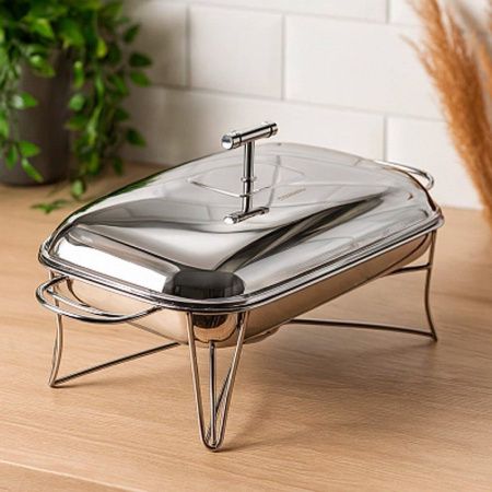 Мармит 2,2л 44*24,5*16,5см стекло INVITE прямоугольный на мет.подставке, 2 свечи ABI030 (4)