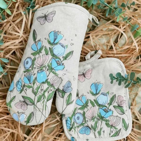 Кухонный набор 2пр (прихватка 19*16, рукавица 29*17) хлопок95%, полиэстер5% беж/зеленый PG-420-3