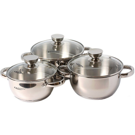 Набор кастрюль 3пр 1,5/2/3л нерж.сталь АНТЕЯ толщина стенок 0,5мм индукция КТ-05-А (2)