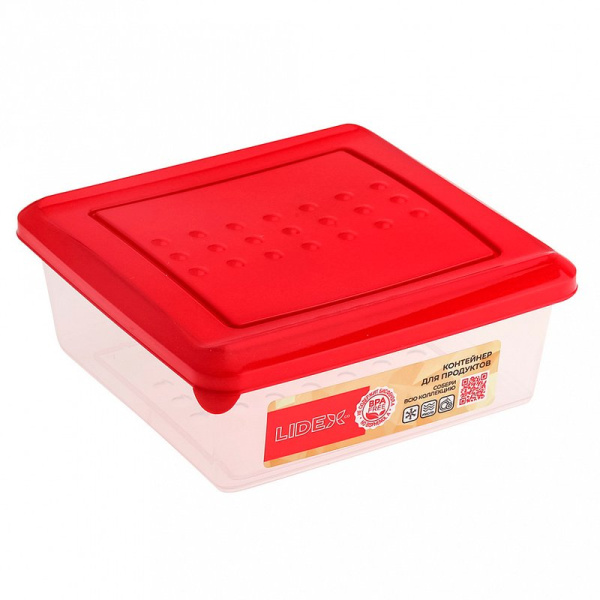 Контейнер пищевой 500мл пластик Ruby квадратный красный (26) LX1103406-02