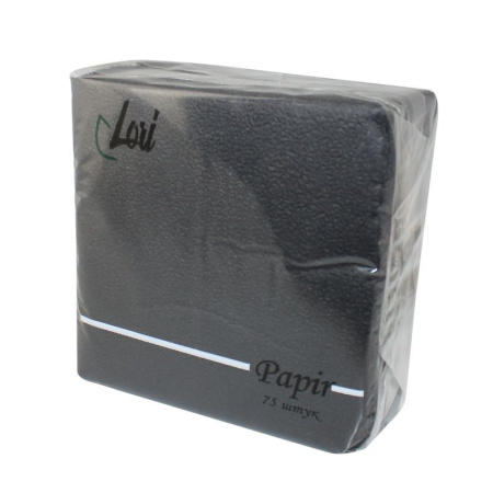 Салфетки бумажные набор 75шт однослойные ЛОРИ Папир черные (30)