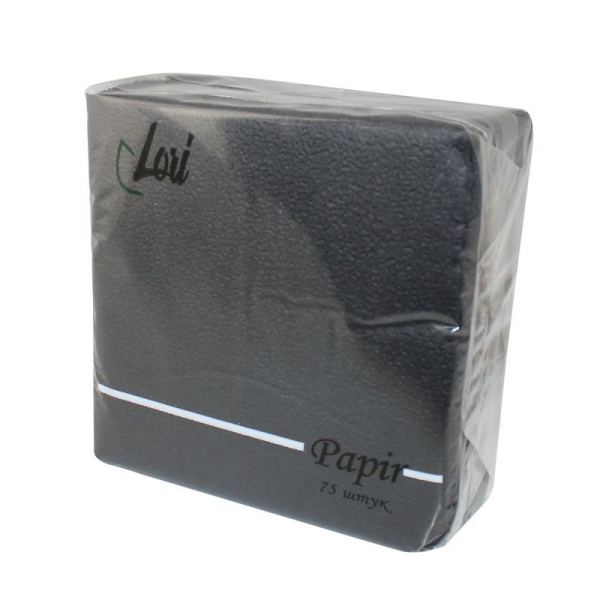 Салфетки бумажные набор 75шт однослойные ЛОРИ Папир черные (30)